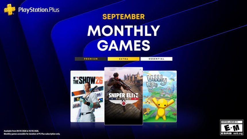 PlayStation Plus Monthly Games de septembre 2026 : Sniper Elite Resistance, MLB The Show 26 et Wobbly Life