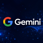 Logo Google Gemini avec le mot-symbole blanc sur fond techno sombre, illustration de l'article sur le franchissement du milliard d'utilisateurs mensuels