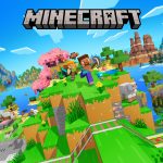 Key art officiel de Minecraft pour Nintendo Switch 2, logo officiel Minecraft sur fond de monde en blocs