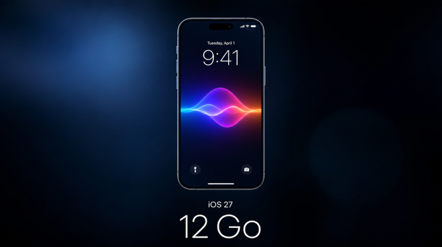 iPhone avec le nouveau Siri d'iOS 27, exigence de 12 Go de RAM