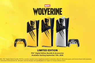 Key art officiel de la PS5 Digital Edition édition limitée Marvel's Wolverine Battle Yellow