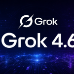 Grok 4.6, logo et nom du modèle flagship de SpaceXAI sur fond techno sombre