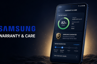 Hub Warranty and Care de One UI 9 sur smartphone Samsung : santé batterie, garantie et réservation de réparation dans les Réglages