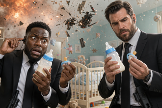 Concept art de la comédie d'espions Netflix avec Kevin Hart et Henry Cavill