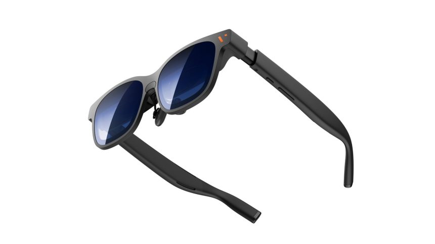 Viture Pro 2, lunettes réalité augmentée noires sur fond blanc, vue officielle du produit
