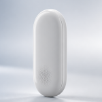 Rendu concept du Pixel Tag de Google, traqueur Bluetooth oblong blanc