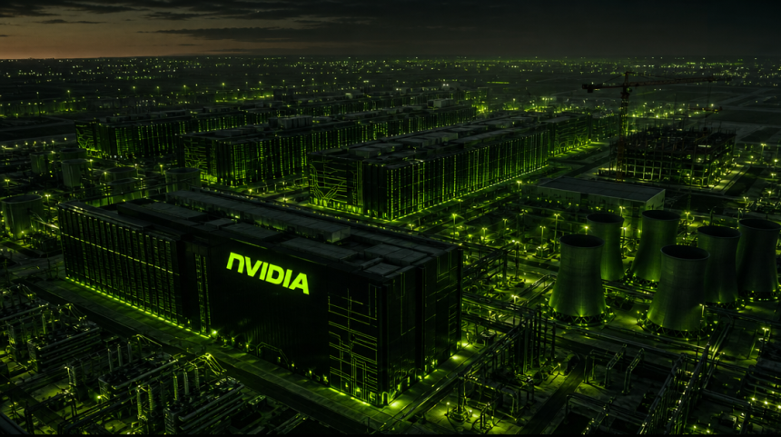 Usine d'IA Nvidia au gigawatt, rendu concept, financement 500 milliards de dollars et alliance avec L&T en Inde