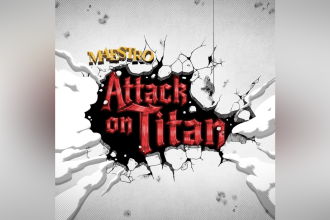 Key art officiel du DLC Attack on Titan pour Maestro VR, crossover entre le jeu de rythme et l'anime