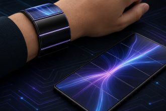 Concept de smartwatch Motorola pliable qui se déplie en écran de téléphone, rendu non officiel d'après le brevet