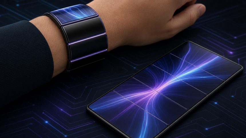 Concept de smartwatch Motorola pliable qui se déplie en écran de téléphone, rendu non officiel d'après le brevet