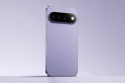 Smartphone Google Pixel 11 Pro, vue arrière avec barre photo transversale