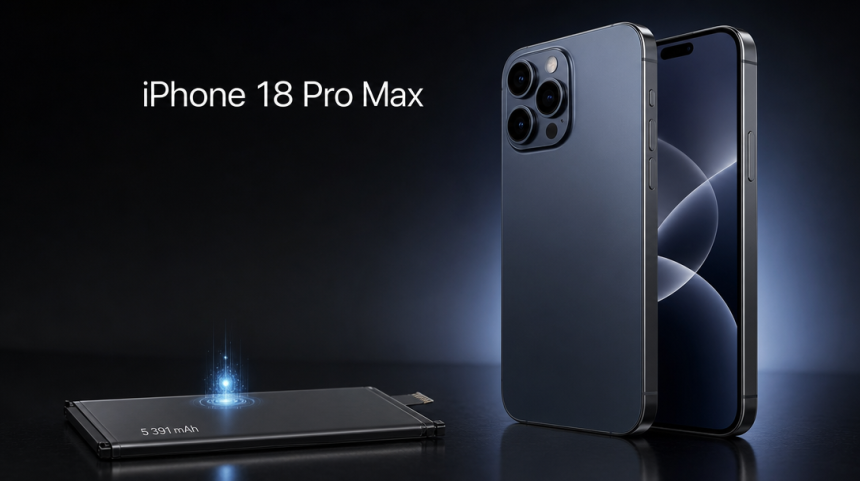 iPhone 18 Pro Max, rendu concept avec sa batterie de 5 391 mAh fuitée