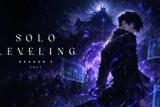 Affiche concept de la saison 3 de Solo Leveling avec Sung Jinwoo, fenêtre de sortie 2027