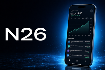 N26, application d'investissement mobile avec portefeuille ETF et graphique haussier