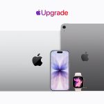 Visuel officiel Apple Upgrade : iPhone, Mac, iPad et Apple Watch, programme de location mensuelle via Klarna
