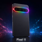 Concept du Google Pixel 11 dévoilé au Made by Google 2026, barre caméra avec bande lumineuse RGB Pixel Glow