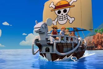 LEGO One Piece : visuel officiel du trailer principal du spécial animé Netflix, le Going Merry et les Straw Hats en LEGO sur l'océan