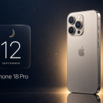 iPhone 18 Pro, concept précommandes décalées au 12 septembre, smartphone titane avec carte de date et lune