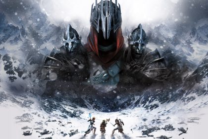 Key art officielle de Le Seigneur des Anneaux : War in the North Legacy Edition, les trois héros face à Agandaûr au nord de la Terre du Milieu