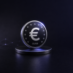 Revolut EURR, le stablecoin adossé à l'euro, pièce euro frappée avec le symbole €, les 12 étoiles et l'inscription EURR