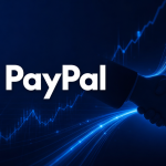 Logo officiel PayPal intégré à un concept financier de rachat par Stripe et Advent