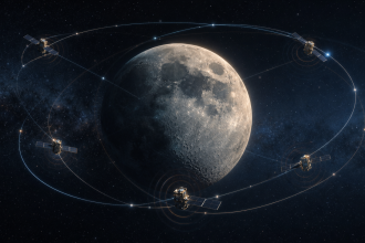 Concept : constellation de satellites de navigation en orbite lunaire, pour un temps lunaire standard unifié