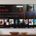 Google TV Freeplay, l'interface du catalogue à la demande avec le film Lady Bird