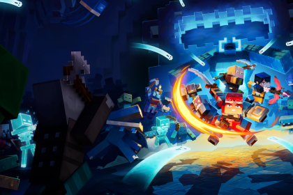 Minecraft Dungeons II, key art officiel du jeu avec la nouvelle dimension The Sift