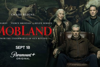 Key art officiel de MobLand saison 2 avec Tom Hardy, Pierce Brosnan et Helen Mirren, sur Paramount+