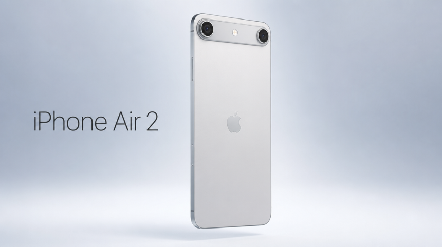 Rendu concept de l'iPhone Air 2 avec sa deuxième caméra exilée de l'autre côté de l'îlot photo
