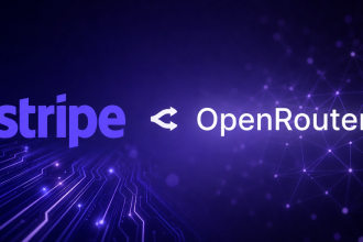 Logos officiels Stripe et OpenRouter côte à côte, rachat d'OpenRouter par Stripe