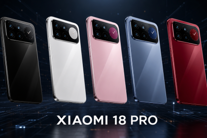 Xiaomi 18 Pro, rendu concept avec cinq coloris (noir, blanc, rose, bleu, rouge) et dos en fibre de verre
