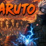Concept key art Naruto : Kakashi Hatake, sensei de la Team 7, face au village de Konoha et au monument des Hokage, pour le film live-action Lionsgate