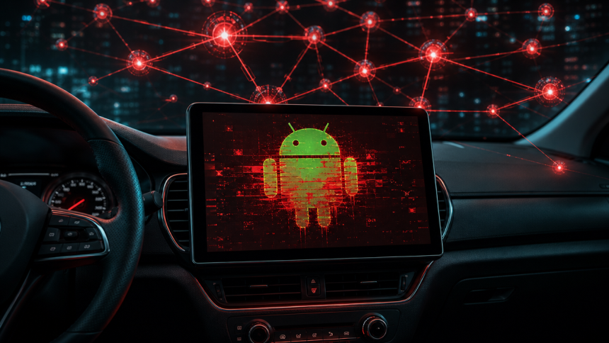 Autoradio Android compromis par le botnet Zhima découvert par Kaspersky, concept d'illustration