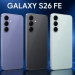 Samsung Galaxy S26 FE, rendu concept dans ses trois coloris violet, noir et vert