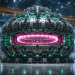 Le réacteur à fusion SPARC de Commonwealth Fusion Systems, tokamak compact en cours d'assemblage dans son hall industriel, anneau de plasma visible