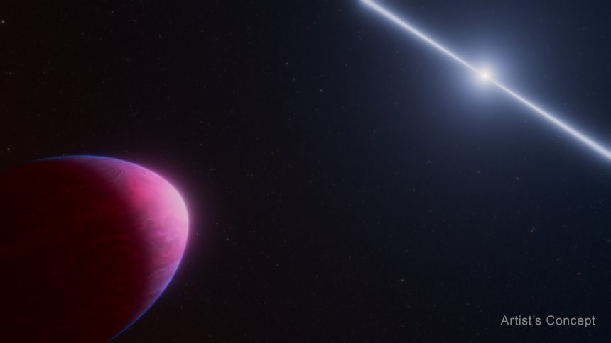 Concept officiel NASA de l'exoplanète en forme de citron PSR J2322-2650b en orbite autour d'un pulsar, observée par James Webb