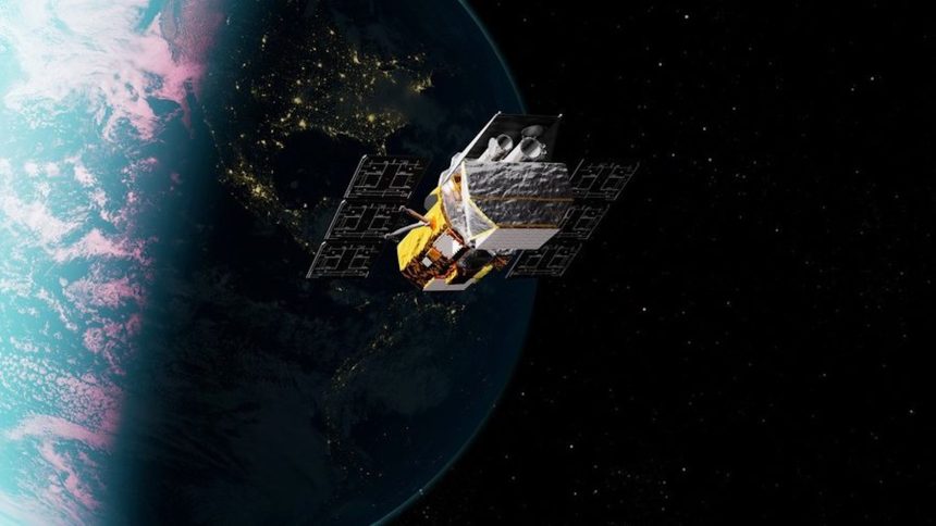Rendu officiel NASA du télescope Swift en orbite autour de la Terre