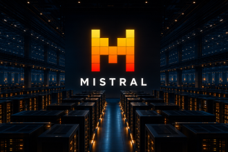 Data centre d'inférence Mistral AI, logo MISTRAL, ambition 1 GW de calcul en Europe