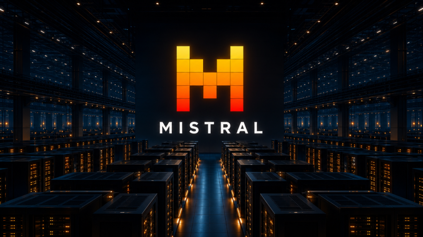 Data centre d'inférence Mistral AI, logo MISTRAL, ambition 1 GW de calcul en Europe