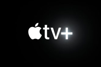 Logo officiel Apple TV+ sur fond noir