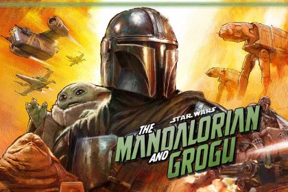 Affiche officielle de The Mandalorian and Grogu, le film Star Wars de Jon Favreau, avec Din Djarin et Grogu