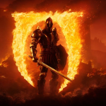 Oblivion Remastered, artwork officiel du chevalier face au portail d'Oblivion