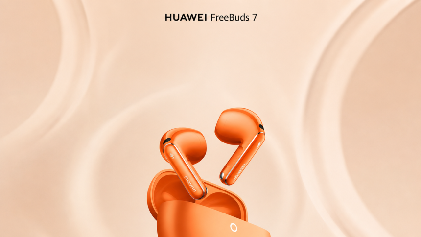 Écouteurs Huawei FreeBuds 7 en coloris Sunlight Orange, annoncés officiellement pour un lancement en septembre