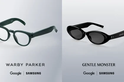 Lunettes intelligentes Warby Parker co-developpees avec Google (Gemini) et Samsung, visuel officiel de l'annonce Google I/O 2026