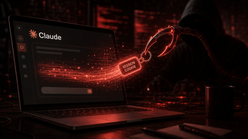 Concept de cybersécurité : un infostealer arrache le cookie de session de l'interface Claude d'Anthropic, illustration du vol de sessions et des comptes vidés