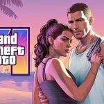 GTA 6, artwork officiel de Rockstar avec les protagonistes Jason et Lucia et le logo du jeu