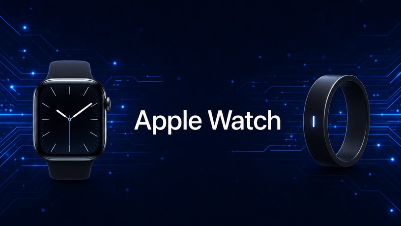 Apple Watch à écran rond et bague sans écran, concept de refonte