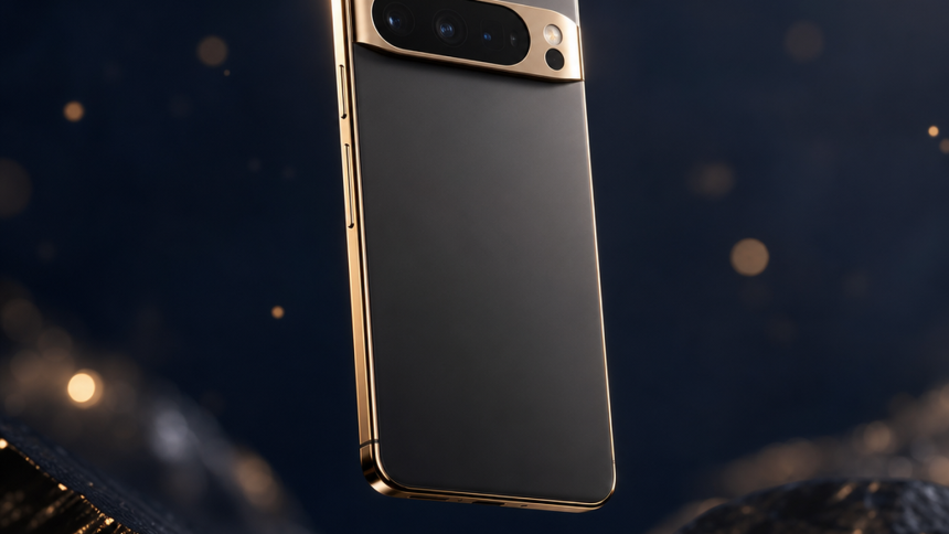 Pixel 11 à la frame dorée, rendu concept avant la keynote Made by Google