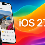 iPhone affichant l'app Photos d'iOS 27 avec les notes 5 étoiles et les mots-clés